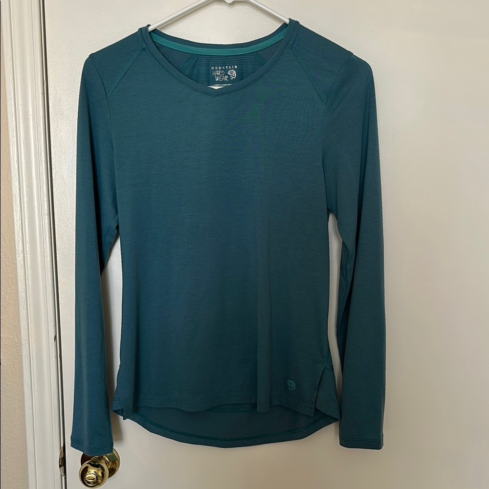 Mountain Hardwear Deep Teal Long Sleeve Crew Neck T-Shirt